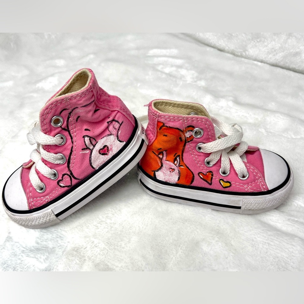 Toddler Sz 3 Custom Converse Chucks with Hand-Painted Care Bears